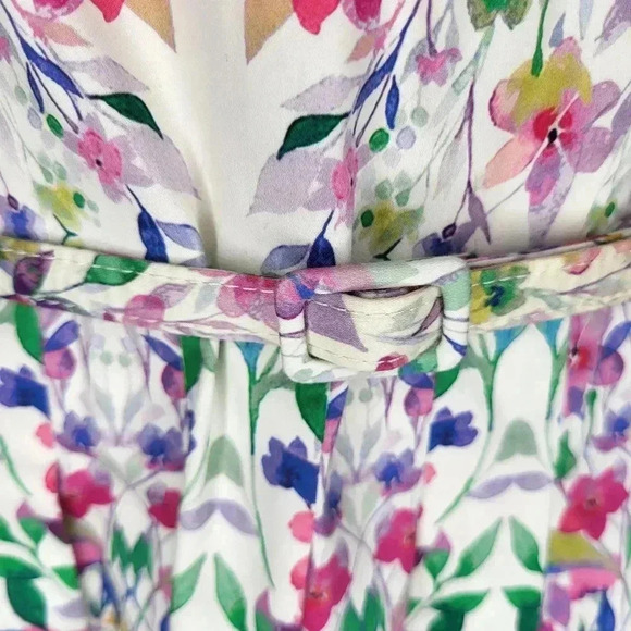 Talbots Blue Pink Falling Floral Rose Fit Flare Pockets  Dress 6 Petite Lovely M - Picture 8 of 10